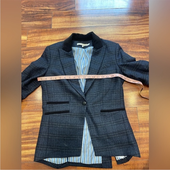 $678 VERONICA BEARD Gia Plaid Peak Lapel Dickey Jacket Blazer Blue/Navy size 8 - Picture 8 of 12